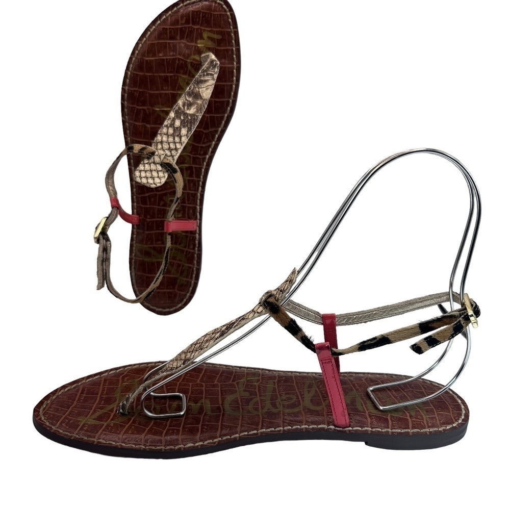 Sam Edelman Women's Snakeskin and Cheetah Print Gigi Thong Sandal Size 10 - Picture 5 of 11